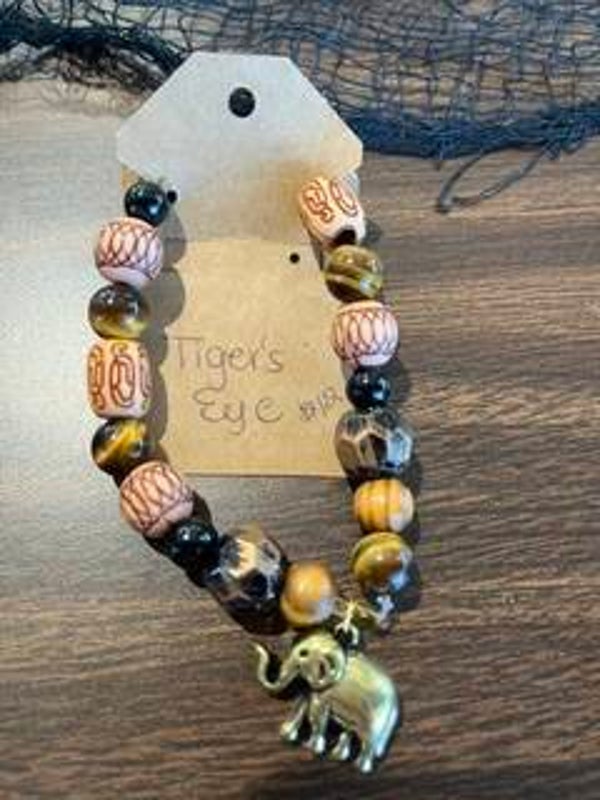 Tiger's Eye with Elephant Charm