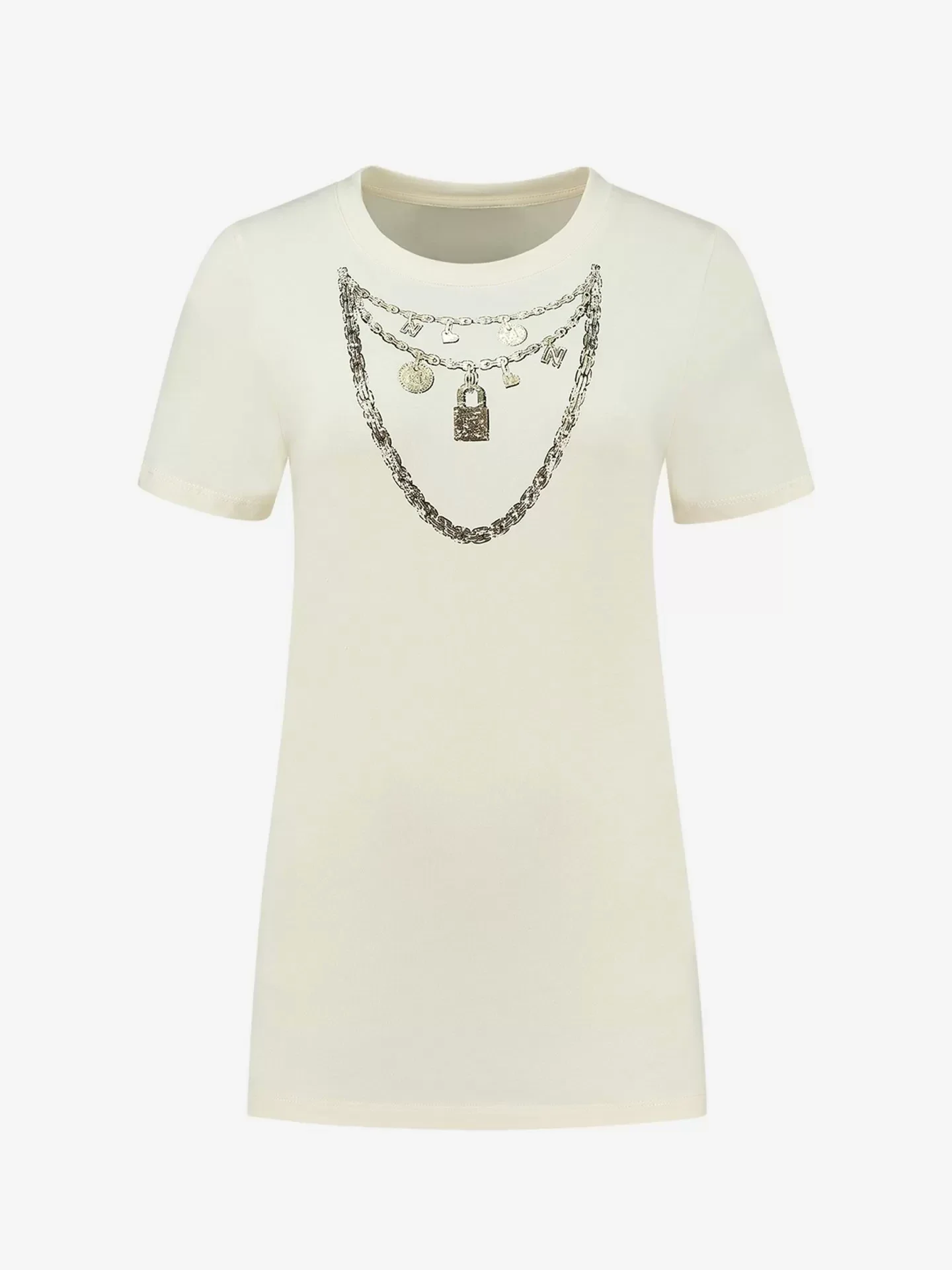 NIKKIE T-shirt met print van ketting Bling T-Shirt PEARL