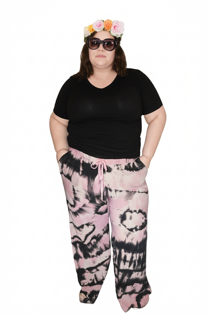 Cotton Pants. Pink/black Lrg