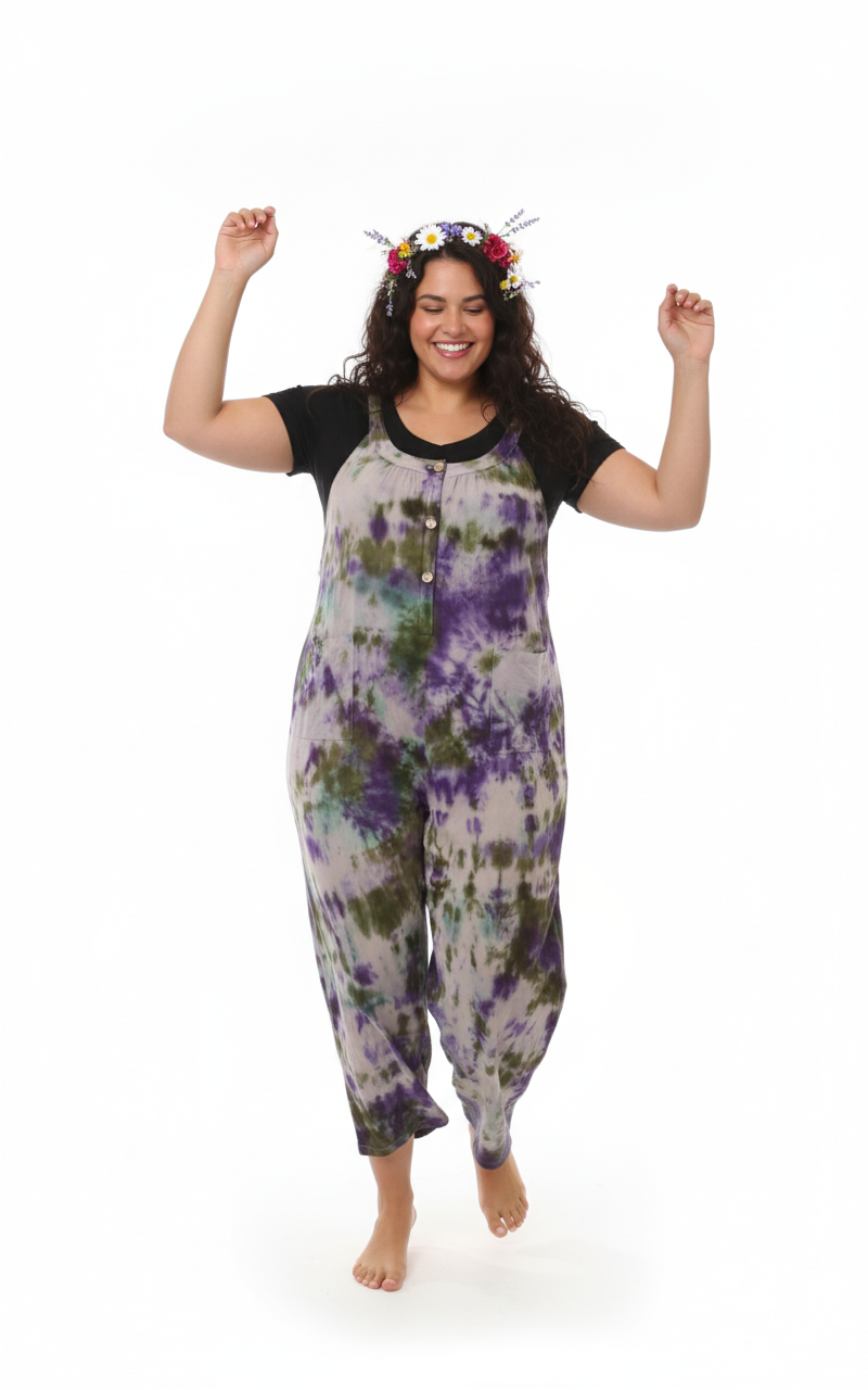 Green/Purp overalls.  Med Lrg.