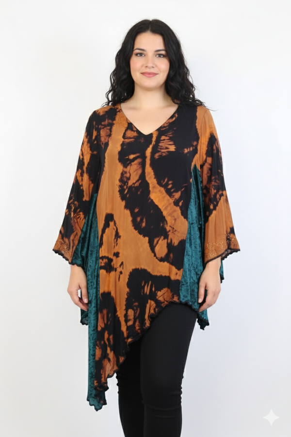 Ethnic Vibe Angled Top.  Plus size. 180cm