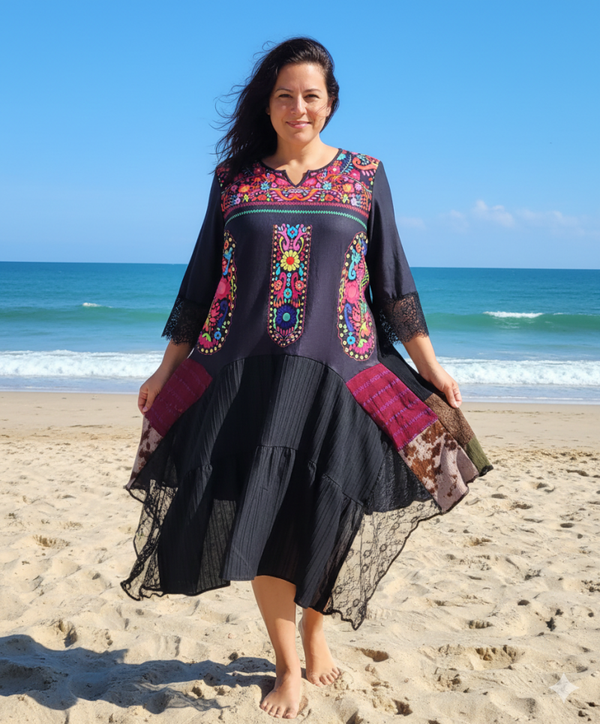 Ethnic Extreme.  One of a kind dress. Lrg/Xlrg 138cm