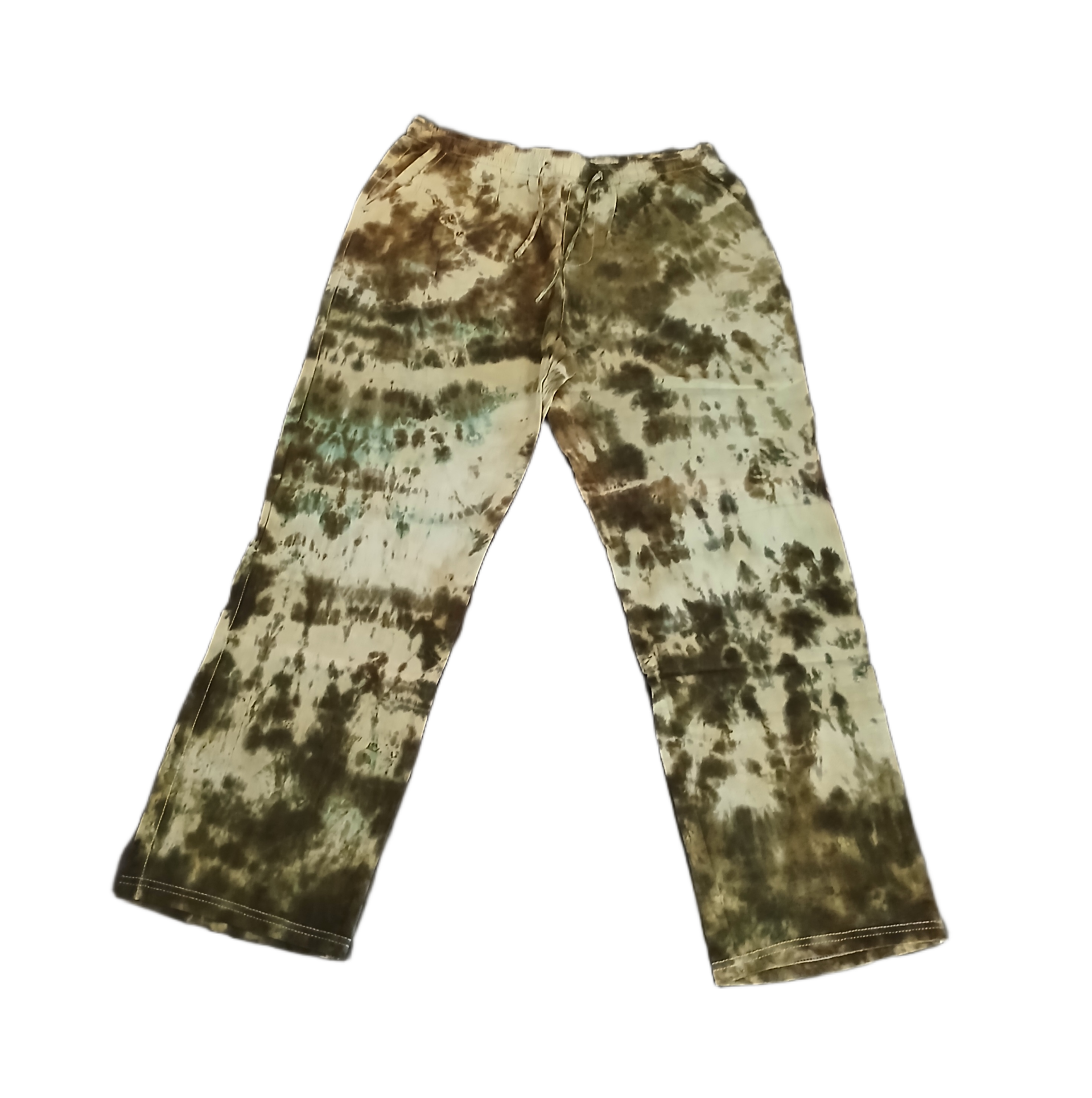 Unisex Cotton Pants. Lrg Coffee/Green