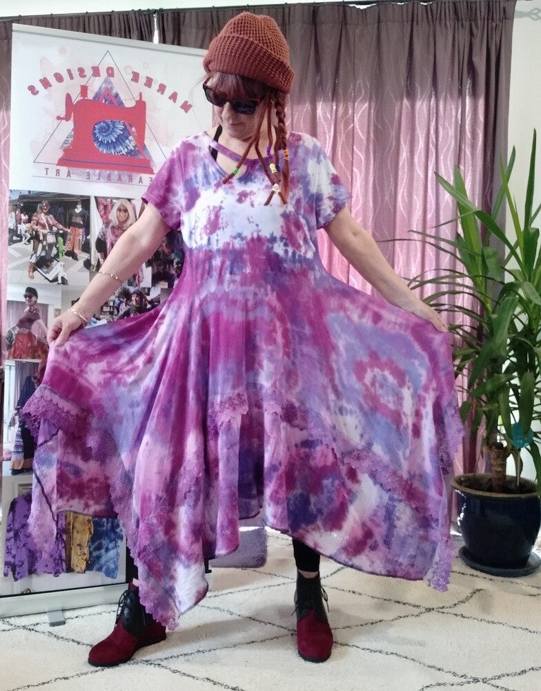 Bohemian Tee Patchwork Midi Dress.  Med