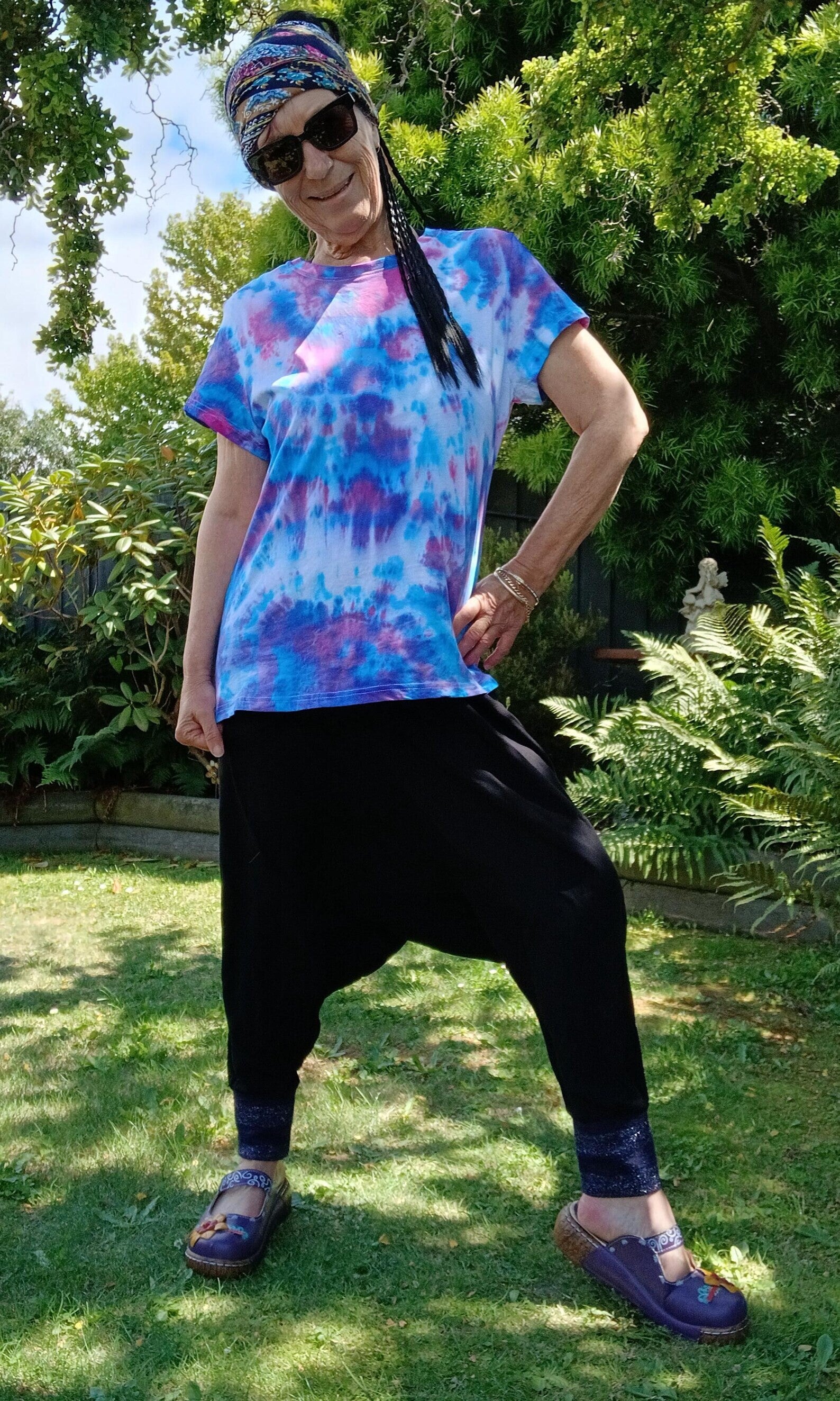 Tie Dye Tee's  Purple/Skyblue