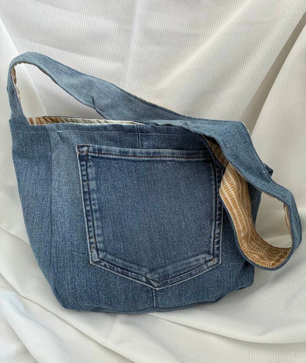 Small Upcycled handmade denim bag