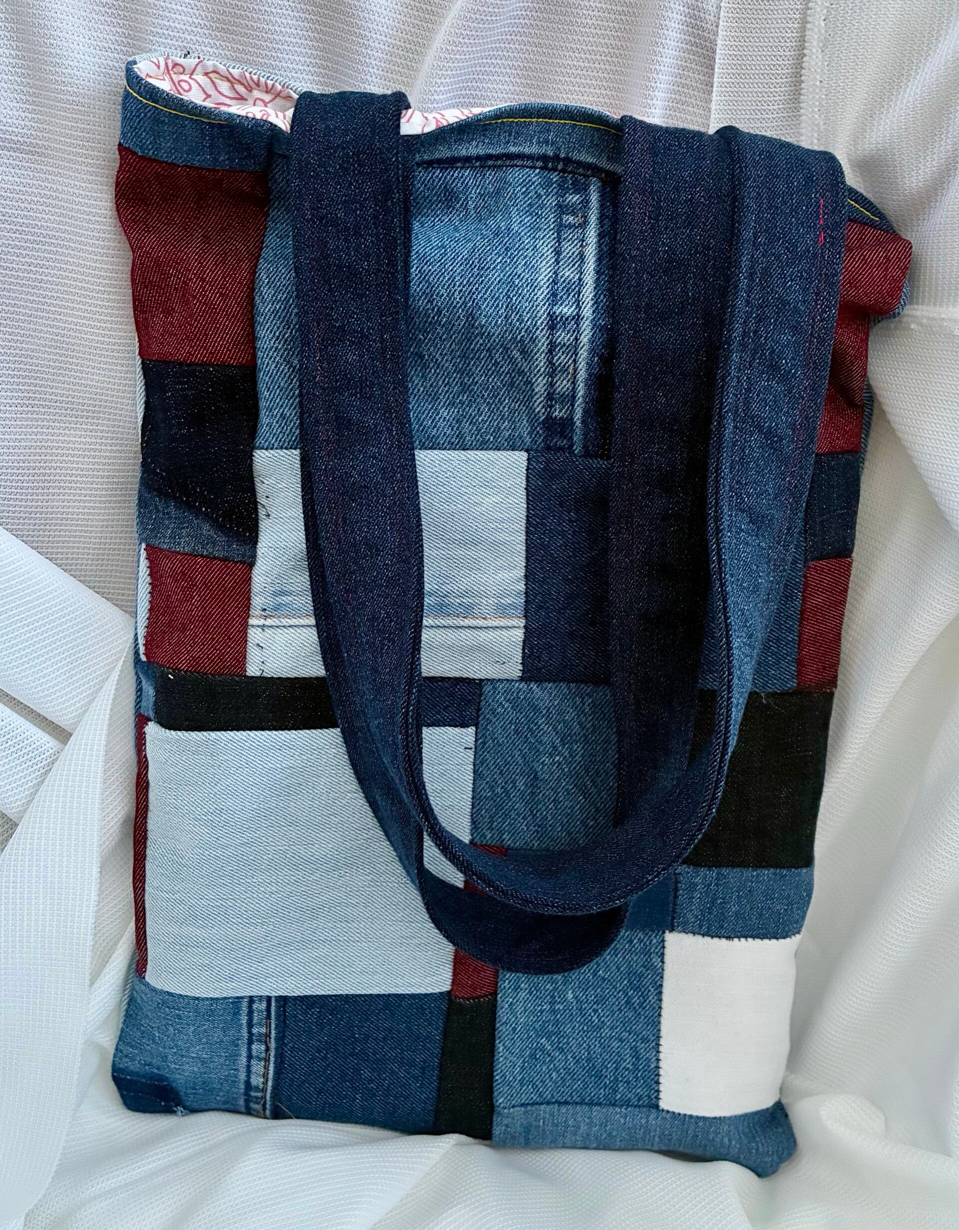 Upcycled Patchwork Denim Tote Bag