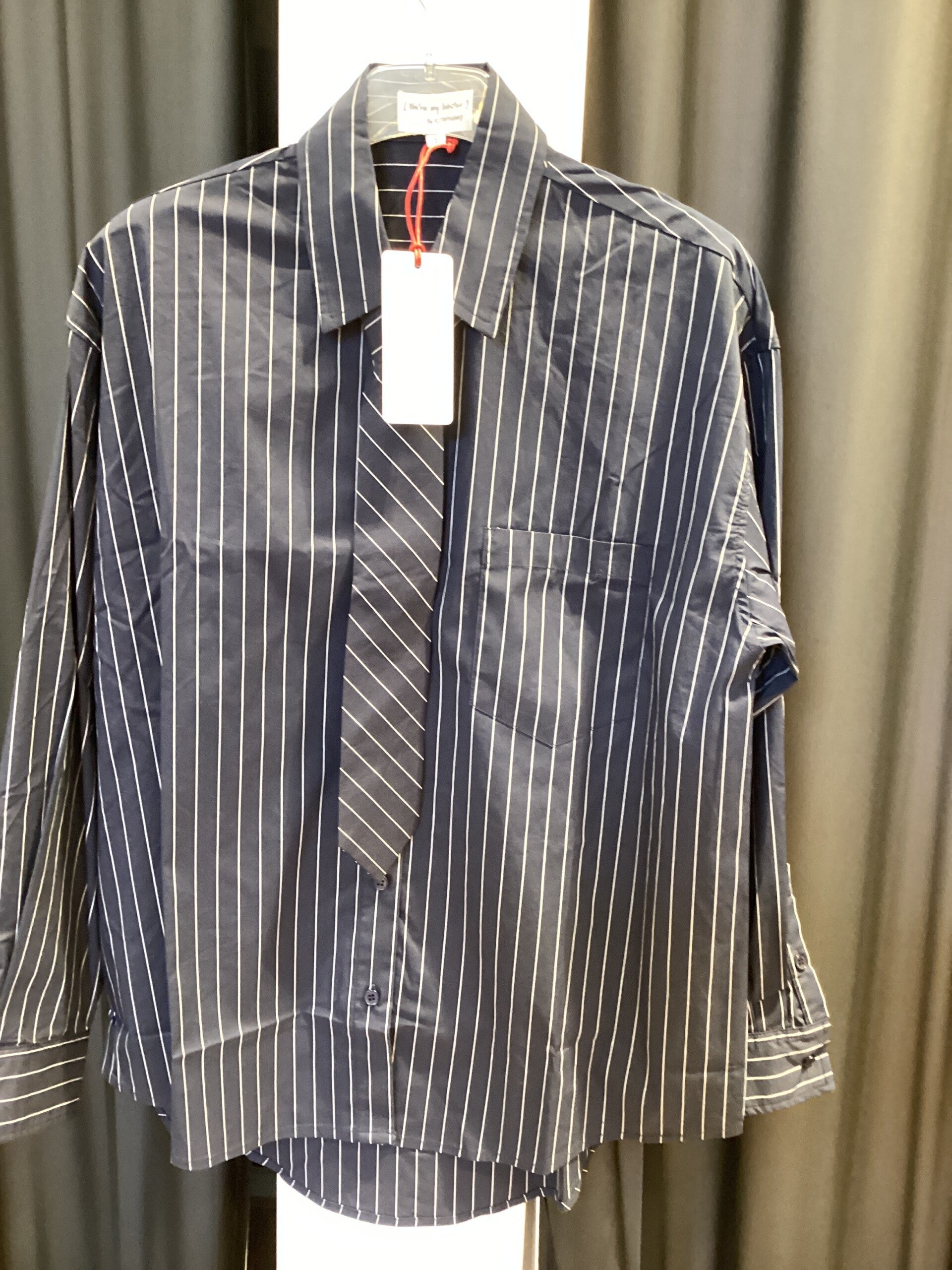 K-design blouse D791 B - navy/wit