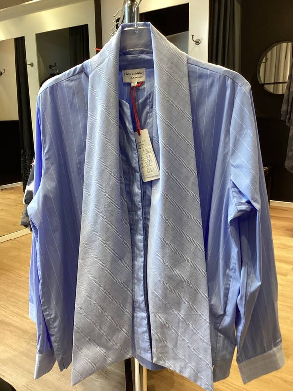 K-design blouse D793 blue/wit
