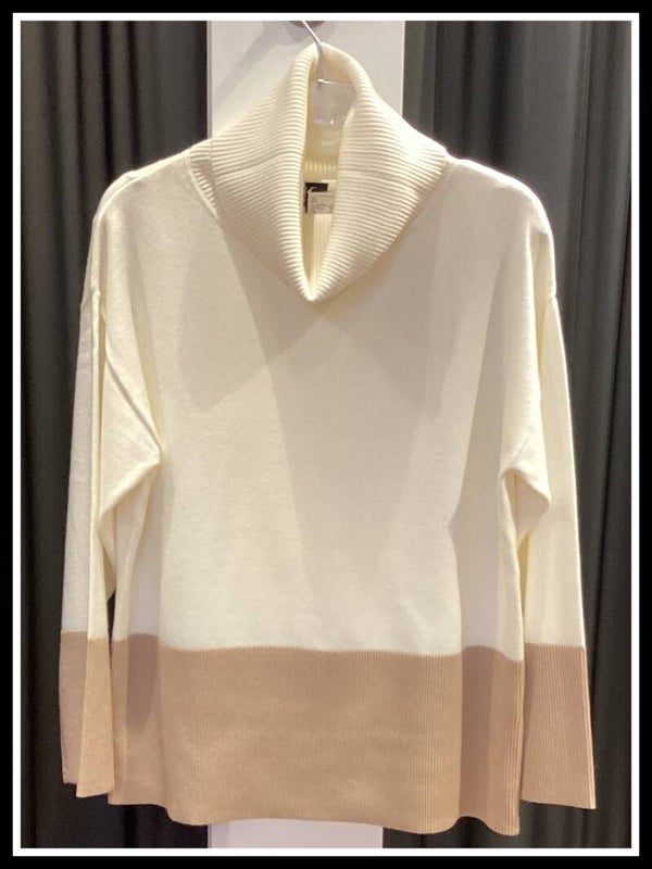 K-design trui B 806 - ecru/camel