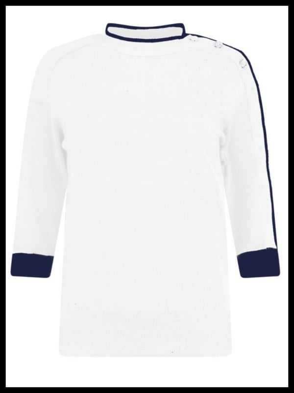 Bloomings trui 8928 - wit/blauw