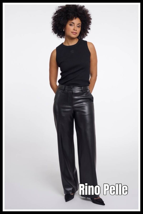 Rino Pelle faux leather broek Georgina navy