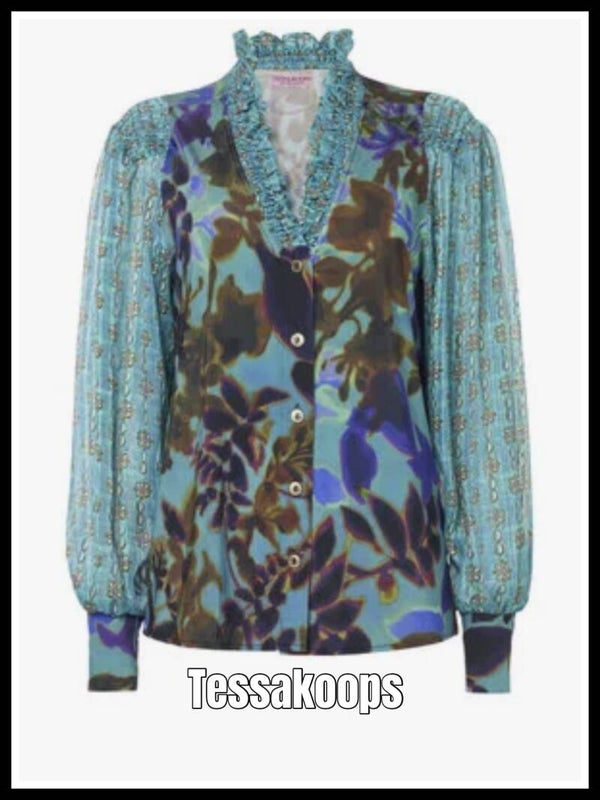 Tessa Koops blouse Sandra B print petrol