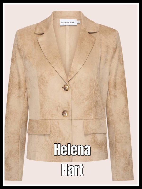 Helena Hart blazer 7832 A leatherlook zand