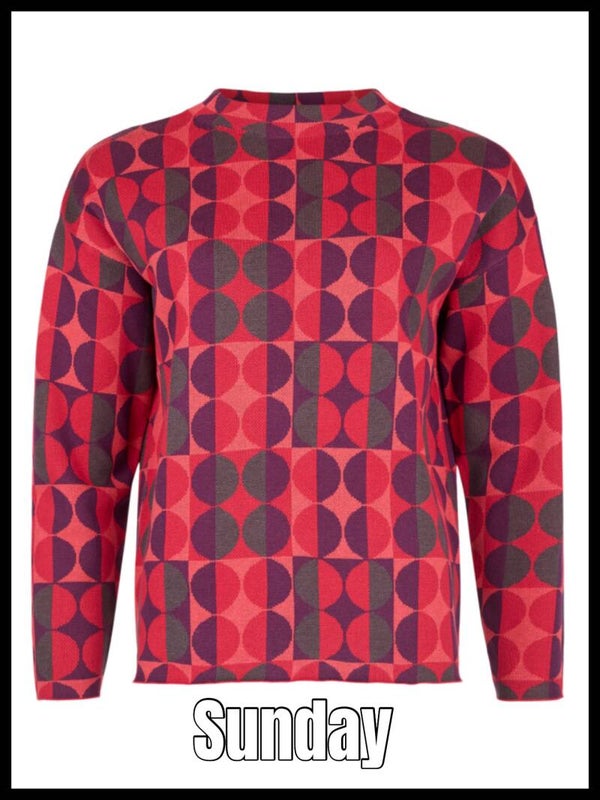 Sunday  trui 6342 B rood multi
