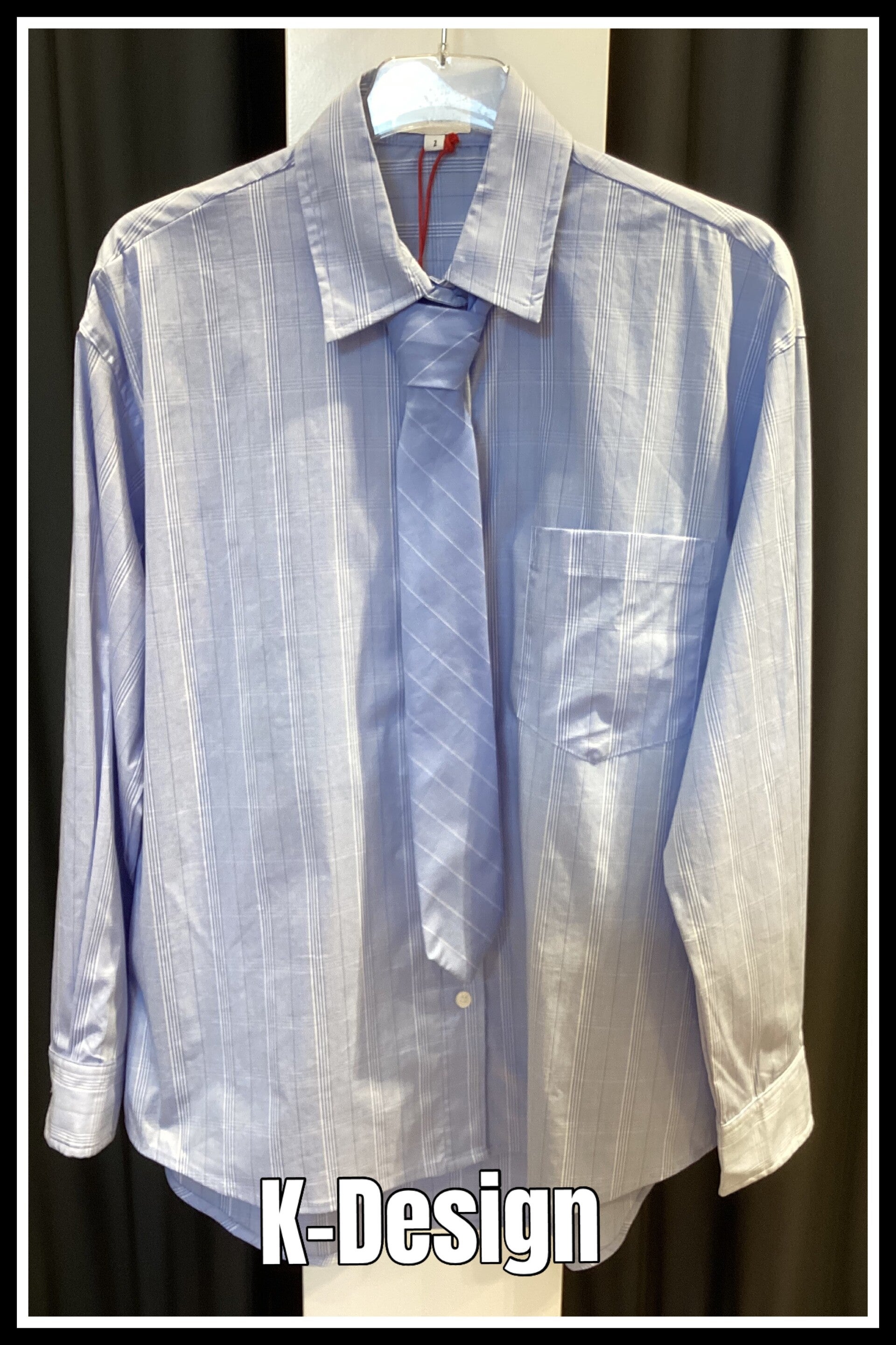 K-design blouse D 791 A - blue/wit