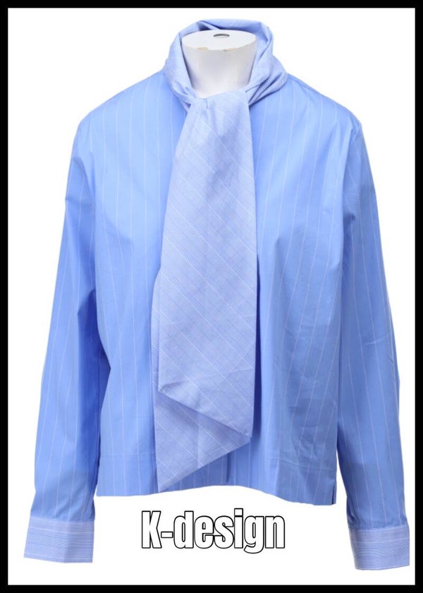 K-design blouse D793 - blue/wit
