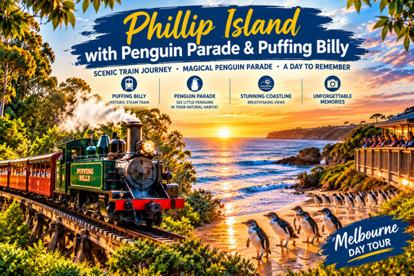 PUFFING BILLY (nostaljik tren) , PHILLIP ISLANS (penguen gecidi) & NOBBIES WALK (okyanus manzarasi)