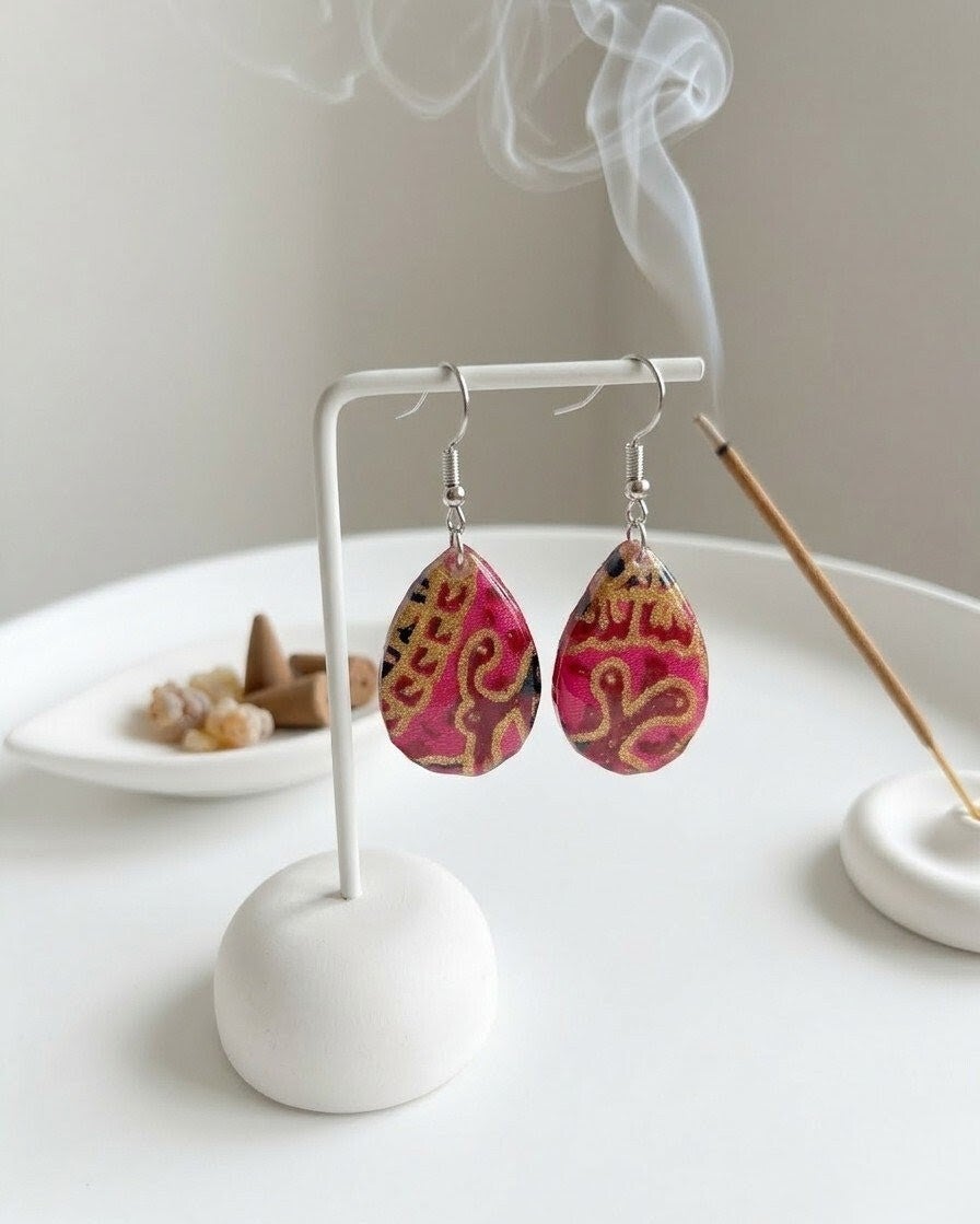 Pendientes TIRTA (Agua sagrada) Fucsia