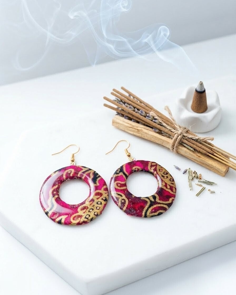 Pendientes BULAT (Círculo) Fucsia