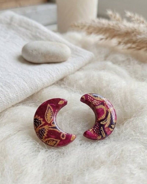 Pendientes CANDRA (Luna) Fucsia