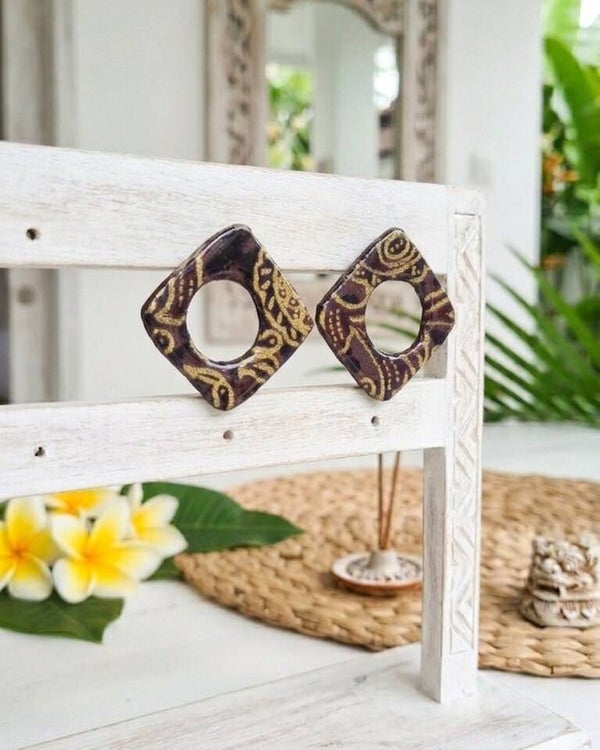 Pendientes KOTAK ( cuadrado) Marrón