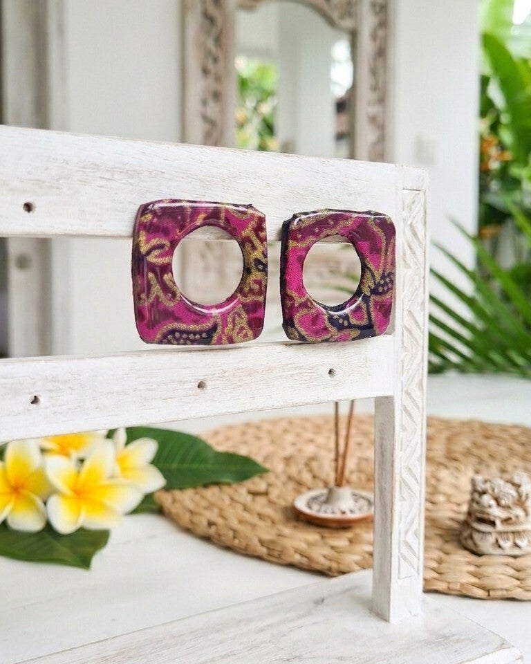 Pendientes KOTAK (cuadrado) Fucsia