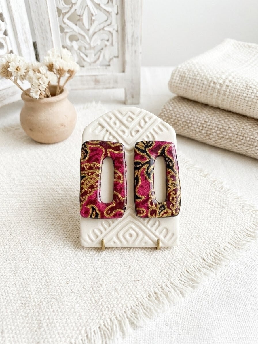 Pendientes PERSEGUI (Rectangulo) Fucsia