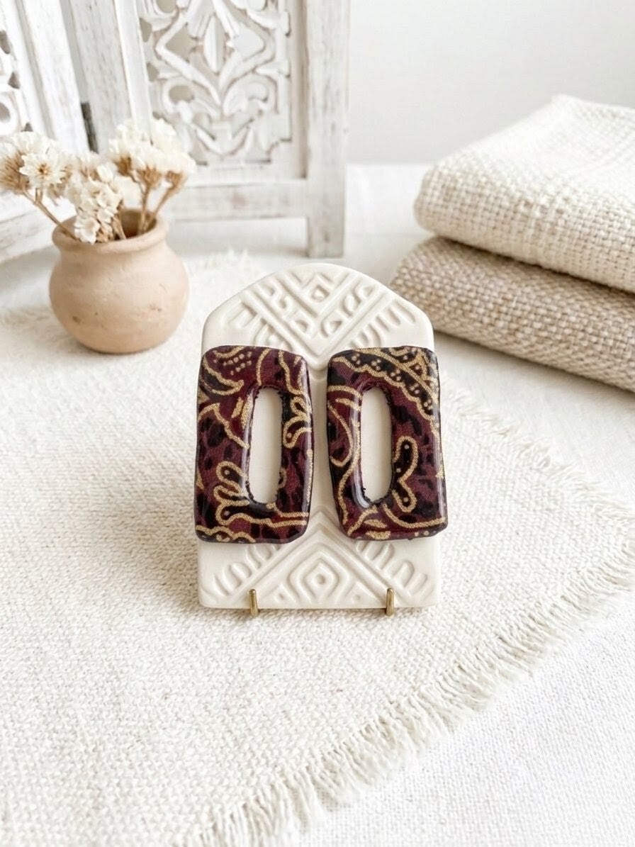 Pendientes PERSEGUI (Rectangular) Marrón