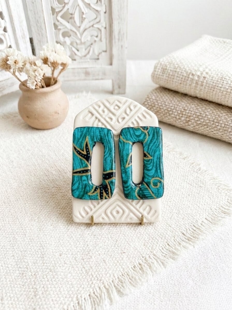 Pendientes PERSEGUI (Rectangulo) Turquesa