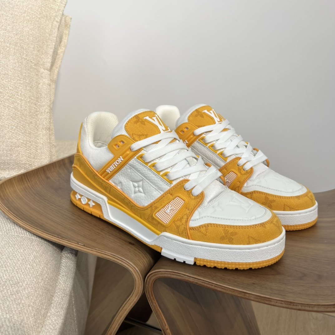 LOUIS VUITTON TRAINER YELLOW MONOGRAM DENIM WHITE