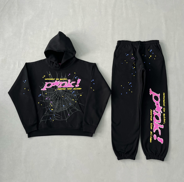 Sp5der Tracksuit Black Pink