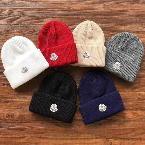 Moncler Ribbed Logo Knit Beanie Black