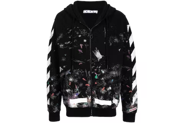 Off-White Galaxy Brushed Zip Up Hoodie Black