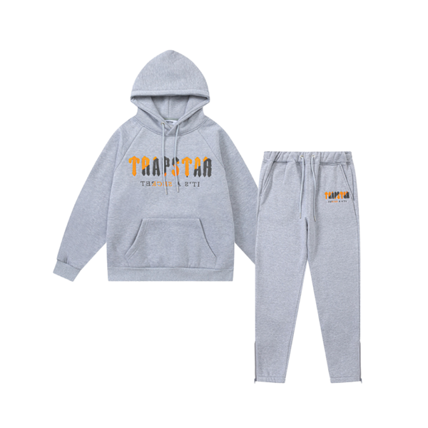 Trapstar Decoded Hooded Tracksuit – Cinza/Laranja