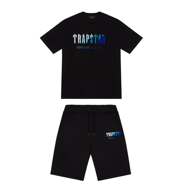 Trapstar Chenille Decoded Short Set - Black Ice