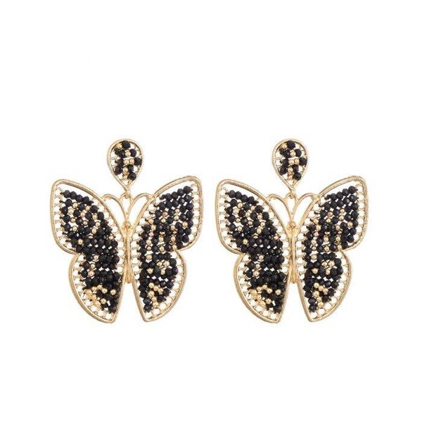 JUNI BELLA Butterfly oorbellen - zwart