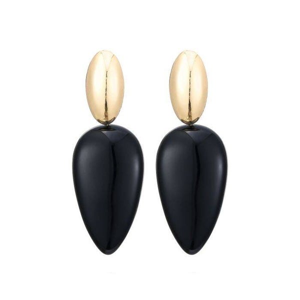 JUNI NOA Black drop oorbellen - zwart