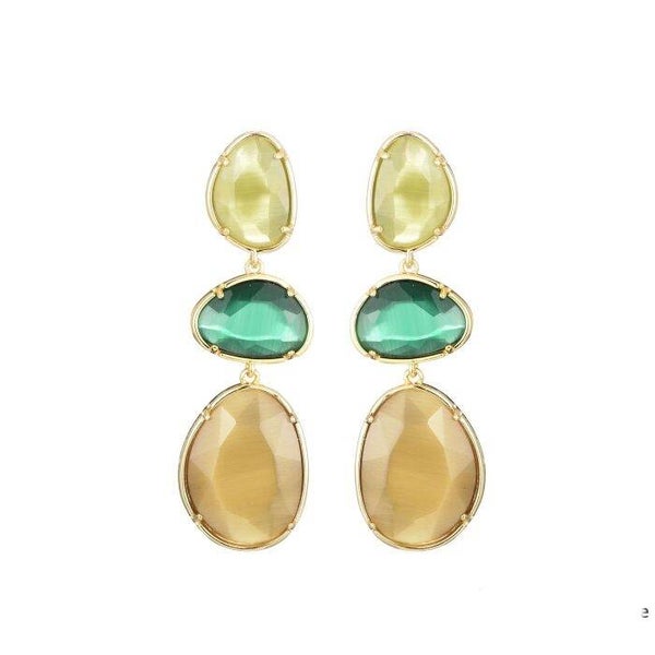 JUNI EMMA Cat eye oorbellen - groen