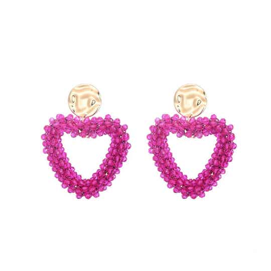JUNI Glasberry gold hart oorbellen - Rose