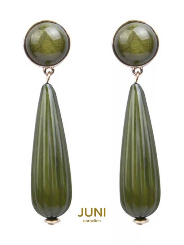 JUNI groene drop oorbellen - groen
