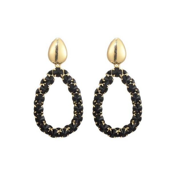 JUNI LUXE Oval statement oorbellen - Zwart