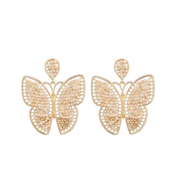 JUNI BELLA Butterfly nude oorbellen - beige