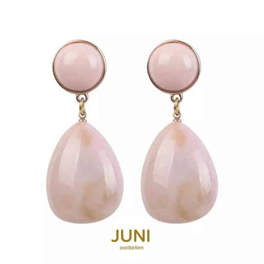 JUNI parelmoer drop oorbellen - rose