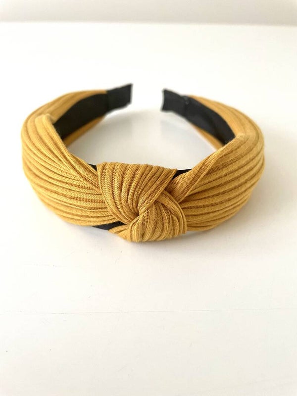 Haarband ribbel - oker geel