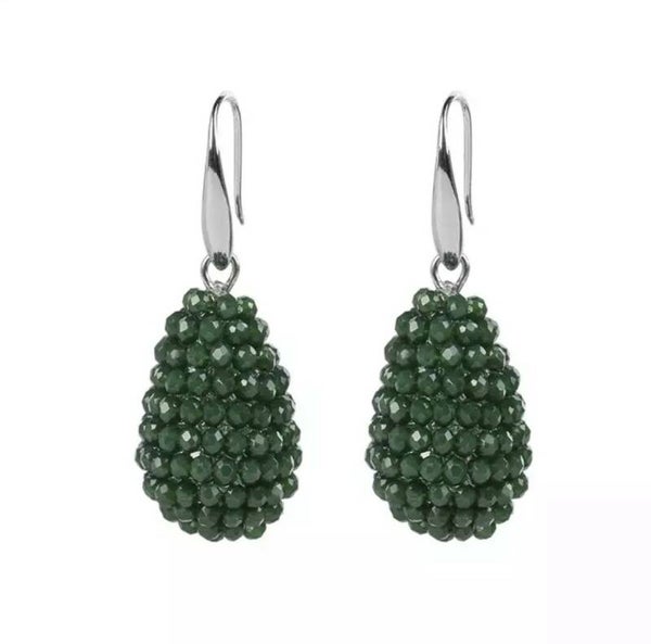 JUNI Crystal drop oorbellen one colour - Groen