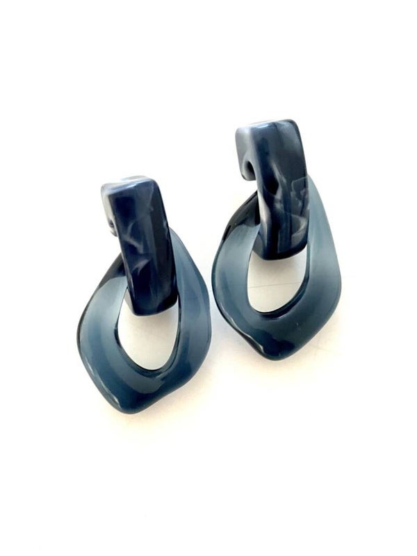 JUNI Acryl Resin Hars geometrisch oorbellen - Blauw