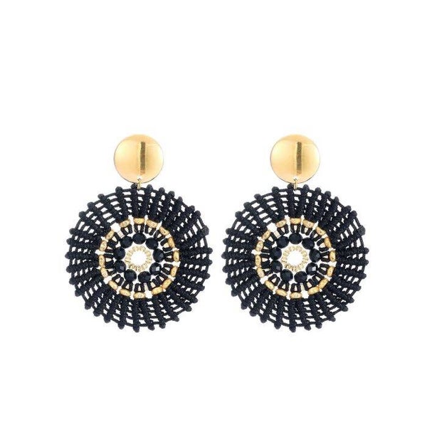 JUNI LUNA Black statement oorbellen - Zwart