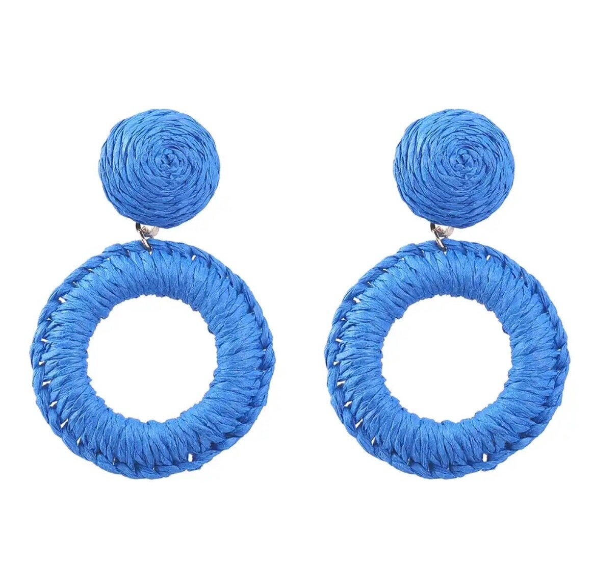 JUNI Summer rond dangle oorbellen - Blauw