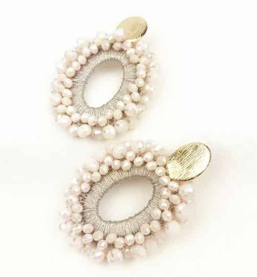 JUNI Glasberry silk parel drop oorbellen - Licht rose